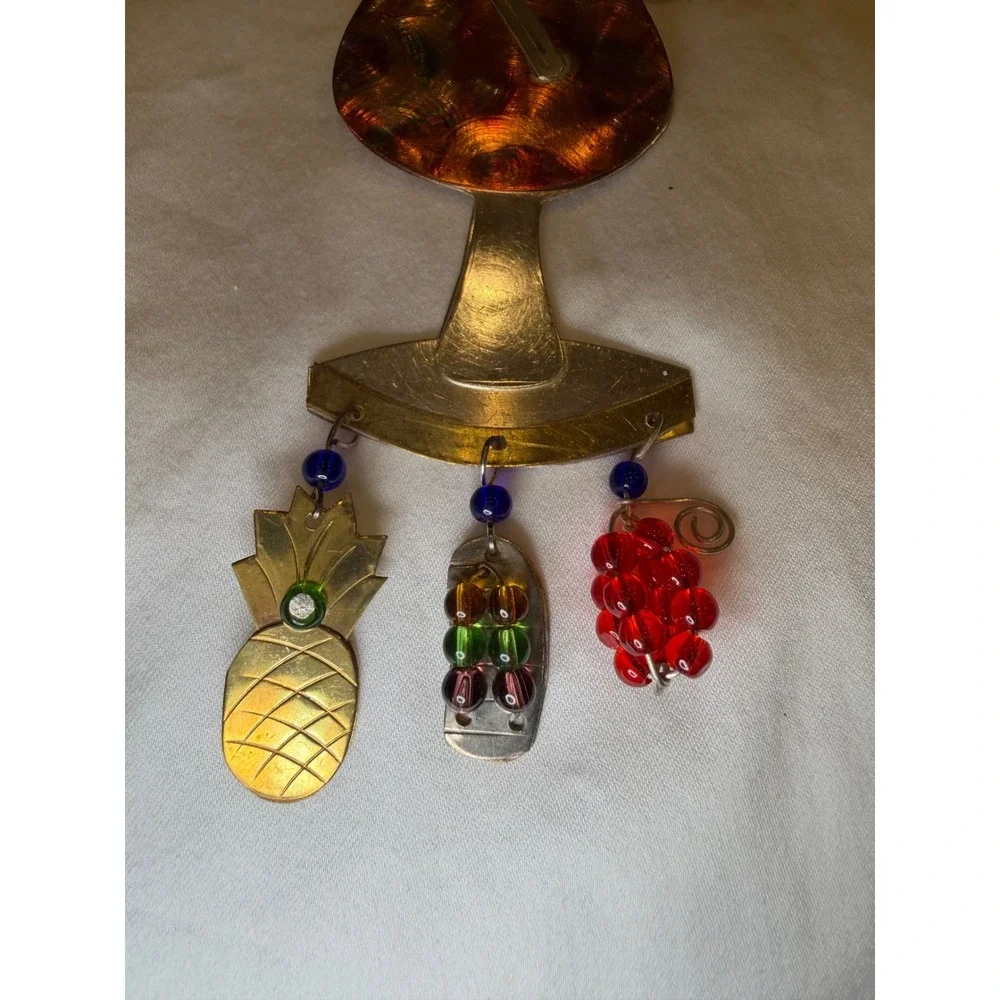 Tropical Cocktail Drink Mixed Metal Ornament Suncatcher Tiki Bar Decor Pineapple